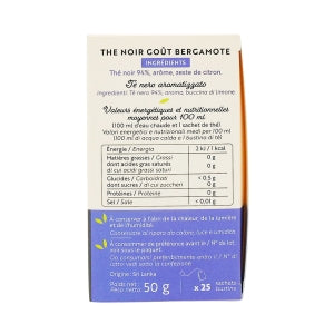Thé noir à la bergamote boîte 25 sachets Rénuté
