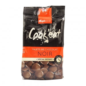 Palets de chocolat noir dessert sachet 200g 