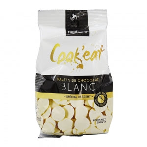 Palets de chocolat blanc dessert sachet 200g 