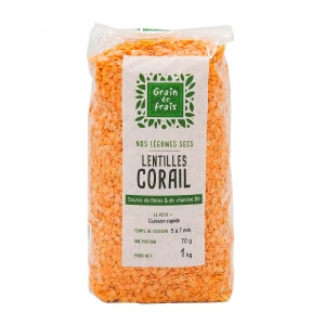 Lentilles corail paquet 1kg Grain de Frais 