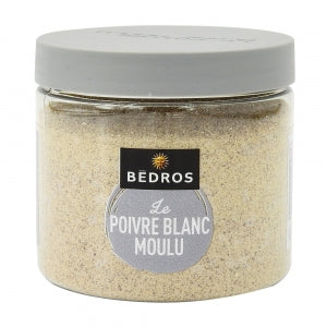 Poivre blanc moulu pot 100 gr Bédros 