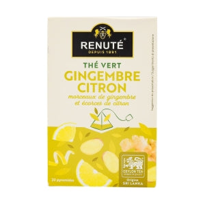 Thé vert gingembre et citron 20 pyramides Renuté 