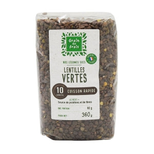 Lentilles vertes précuites pqt 360g Grain de Frais 